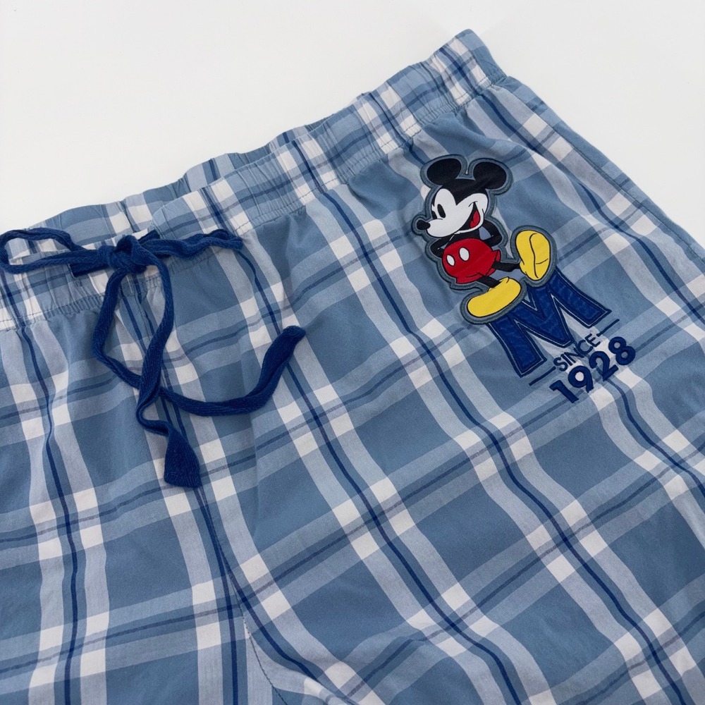 Disney Store Mickey Mouse Plaid Pajama Pants Blue White Womens 2XL Sleepwear